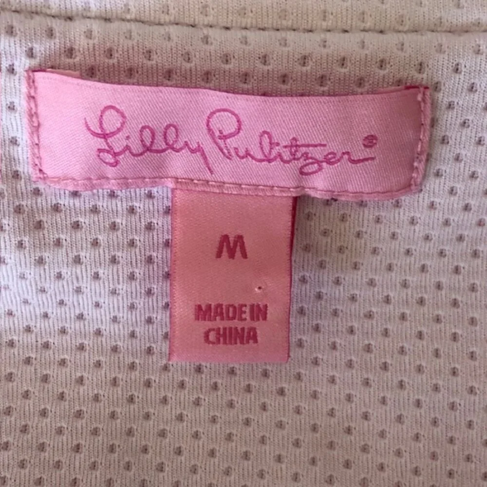 LILLY PULITZER Embroidered Monogram Crest Pink Athletic Jacket Medium